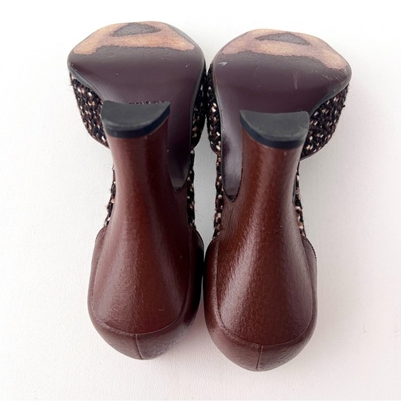 PRADA | Brown Tweed Leather Peep Toe D’Orsay Heels Pumps Vintage Y2K EU 36 - Picture 13 of 14